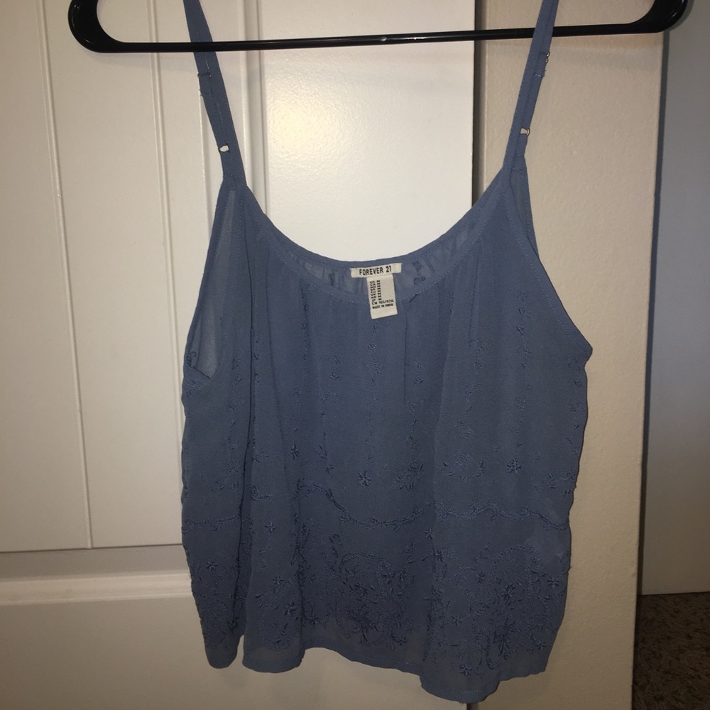 Denim blue sheer blouse